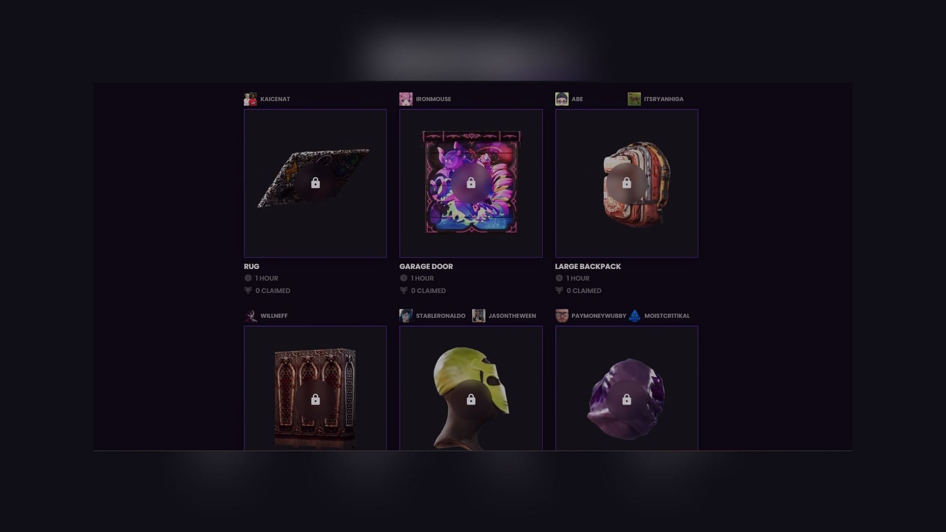 All streamer specific Rust Twitch Drops (Image via Facepunch Studios)