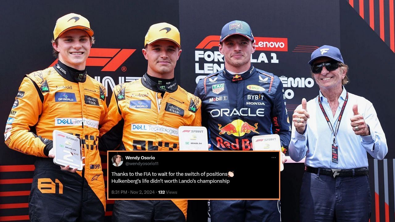 In Picture: Oscar Piastri and Lando Norris of McLaren and Max Verstappen of Red Bull (from Left). Credit: Getty Images