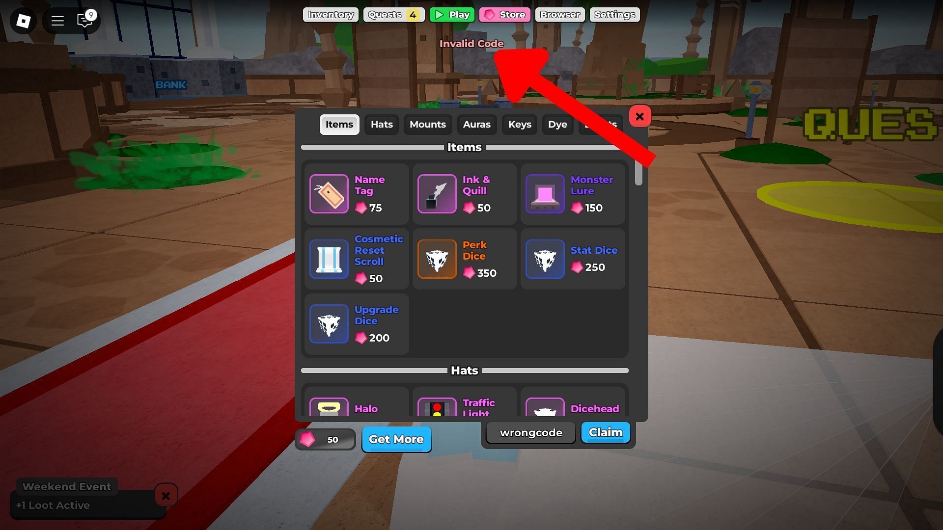 Avoid typos while entering codes (Image via Roblox)