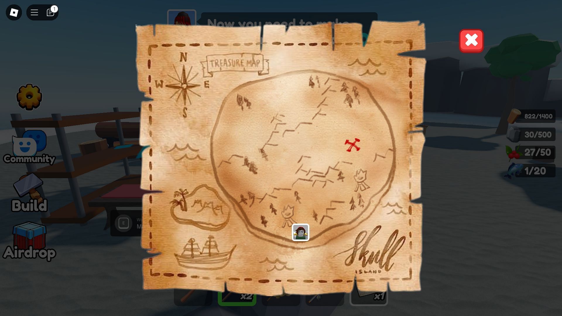 Using a Treasure Map (Image via Roblox)