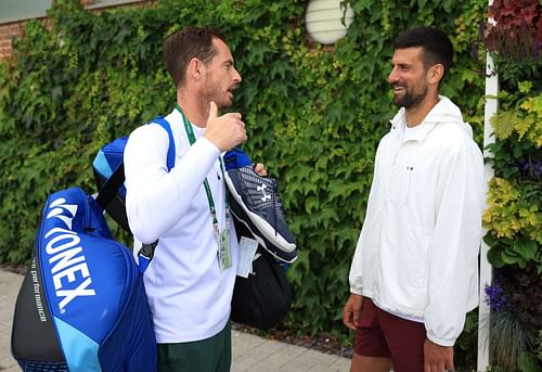 Andy Murray (L) and Novak Djokovic pictured at Wimbledon 2024 | Image Source: Getty