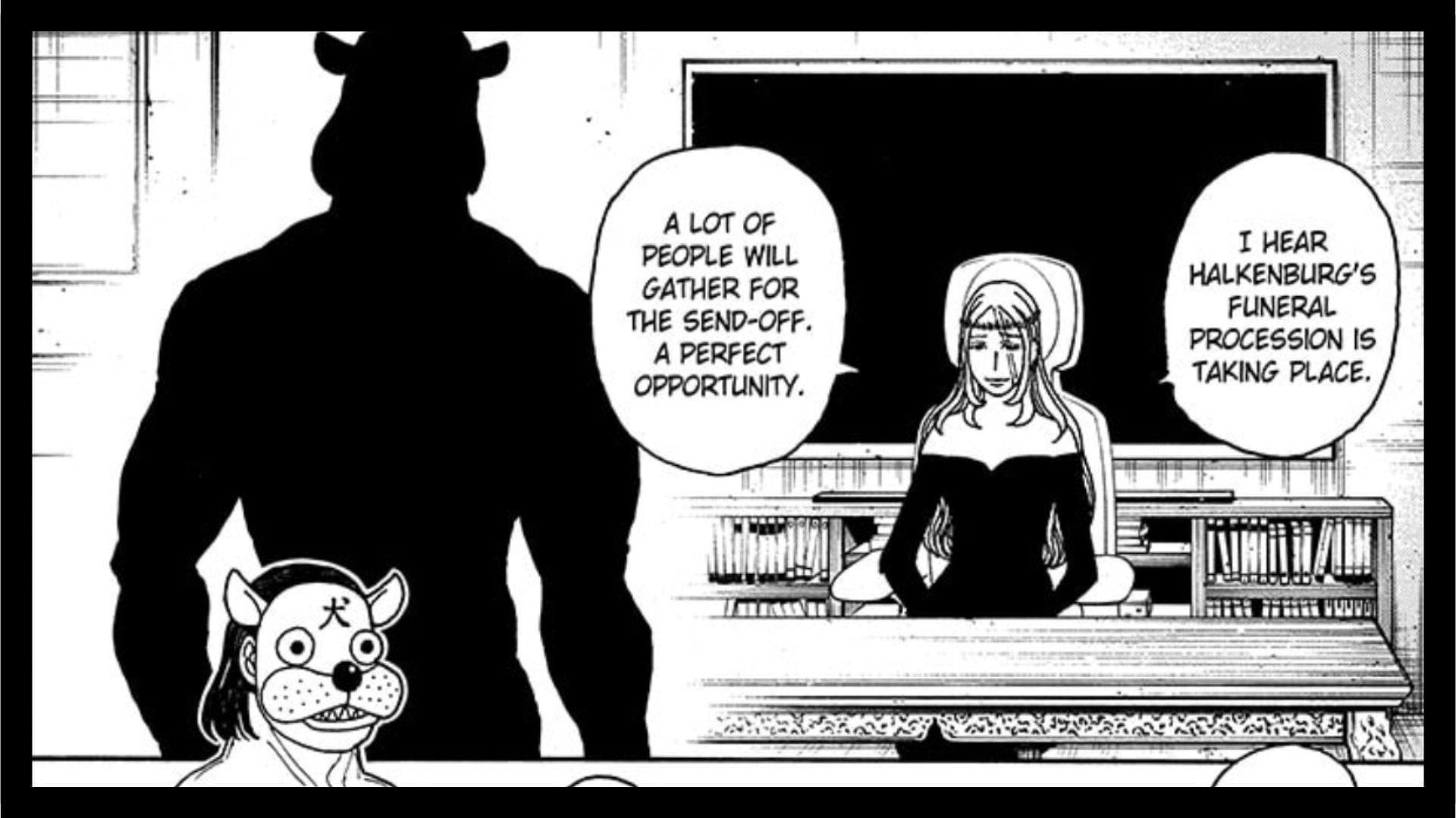 Dogman and Morena as seen in Hunter x Hunter chapter 405 (Image via Shueisha/Togashi)