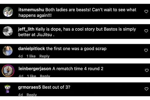 Screenshot of fans' comments