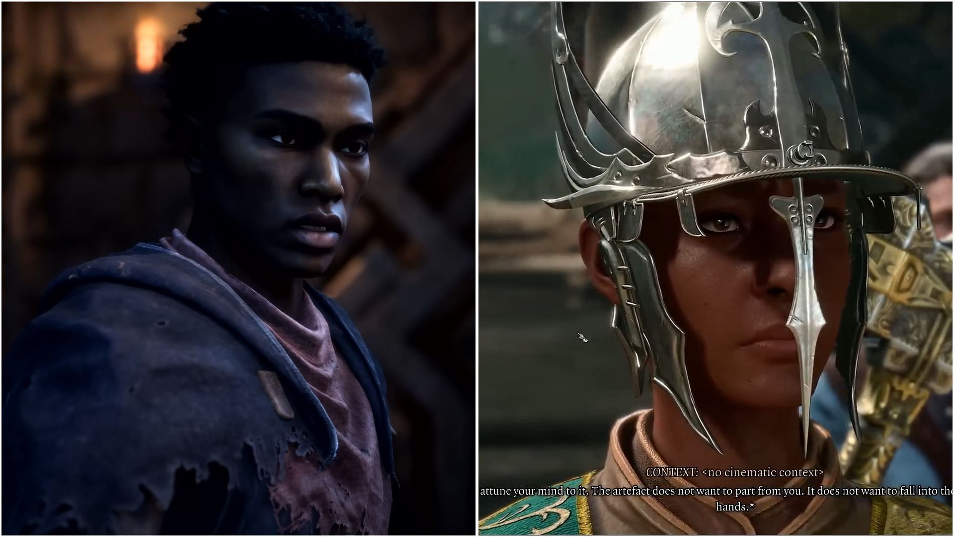 Rook and the Nameless Protagonist respectively. (Images via Electronic Arts || Larian Studios)