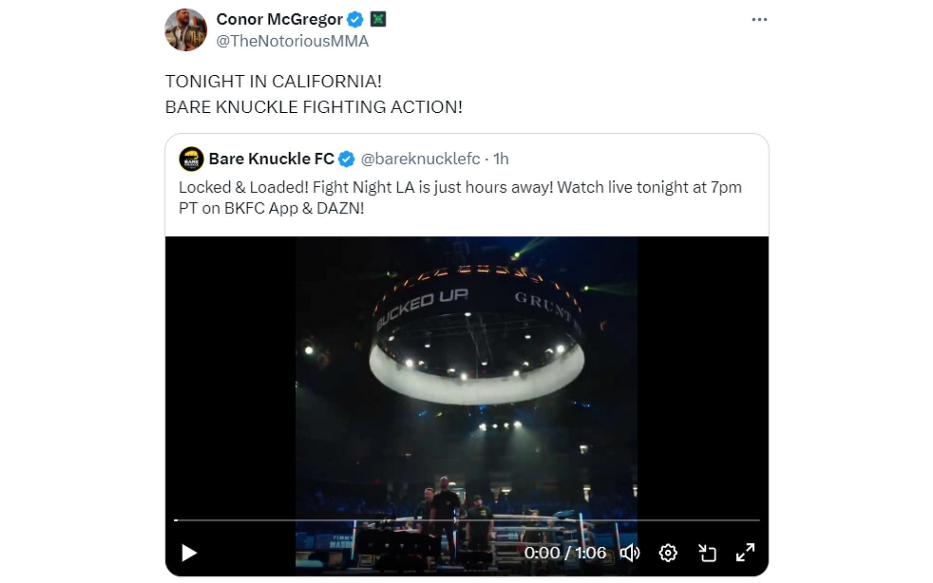 Screenshot of Conor McGregor&#039;s X post