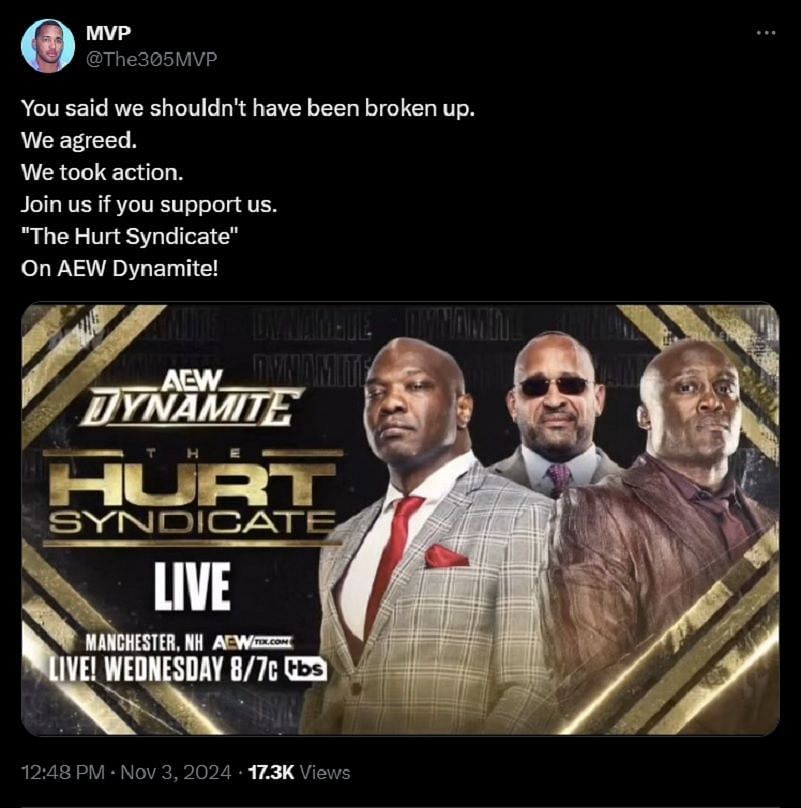 The Hurt Syndicate has arrived (Image credit: MVP&#039;s X account)