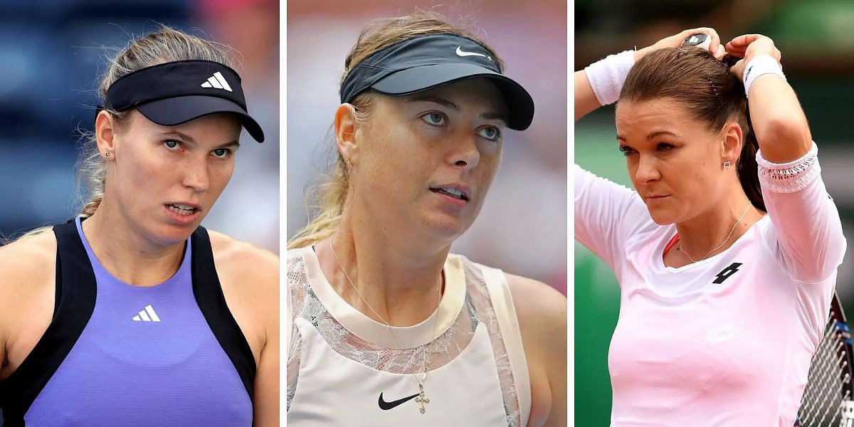 Caroline Wozniacki (L), Maria Sharapova (center), Agnieszka Radwanska (R), Sources: Getty