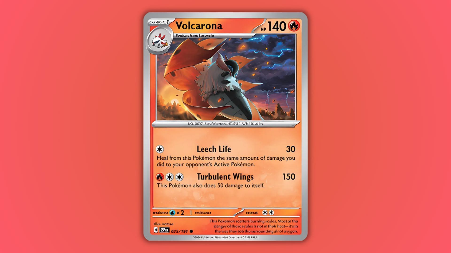 Volcarona&#039;s card in the Surging Sparks expansion (Image via The Pokemon Company)