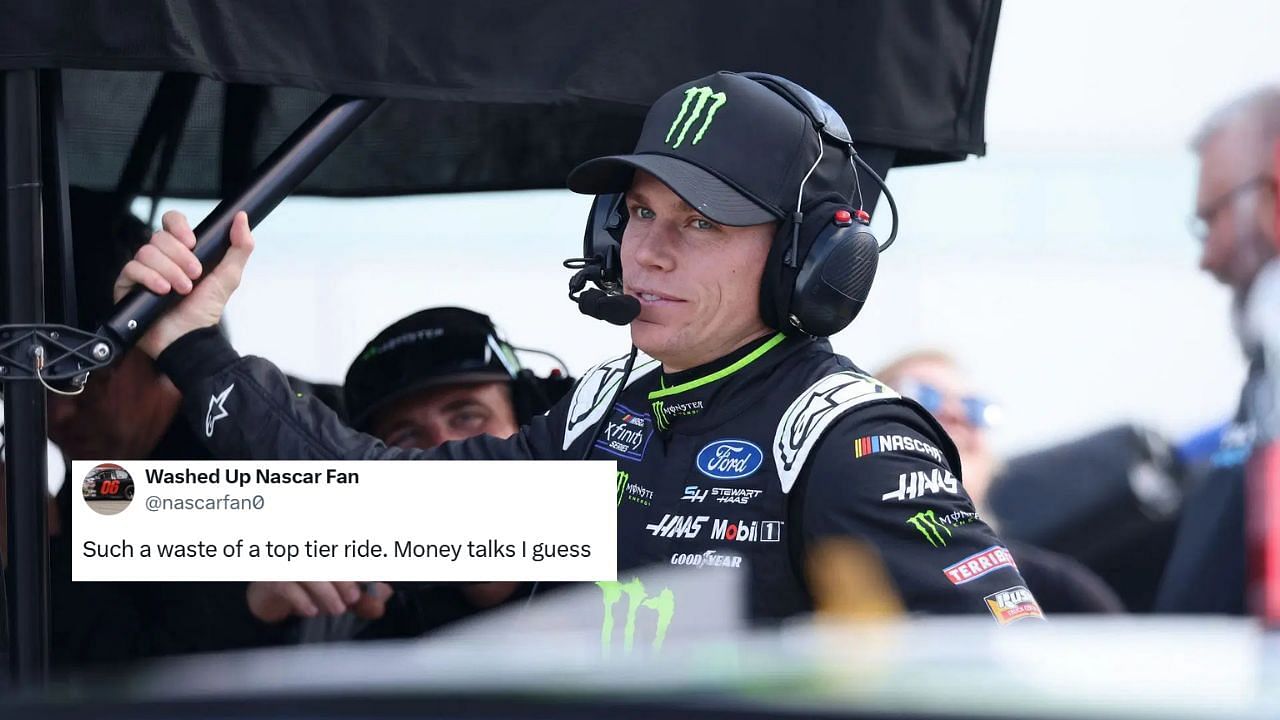 Fans reacted to Riley Herbst joining 23XI Racing in 2025 (via Getty, nascarfan0 on X)