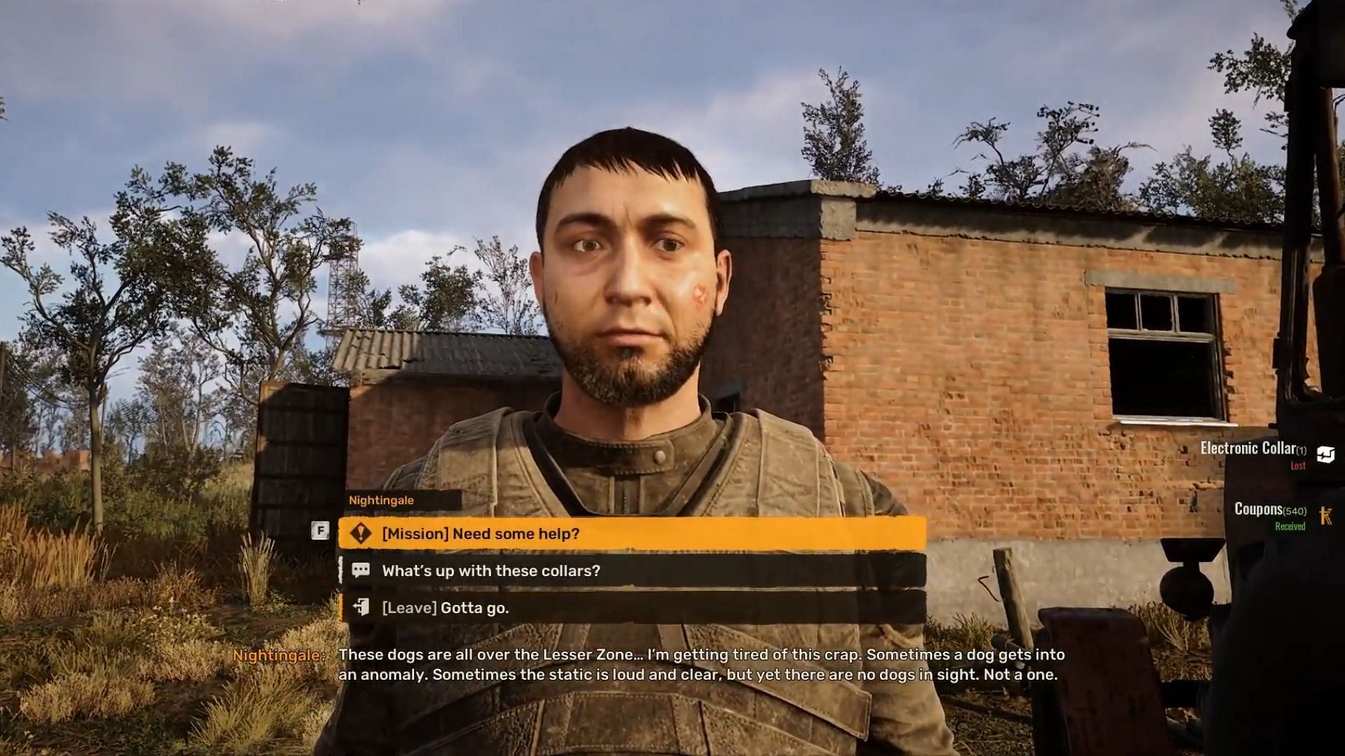 Immediately talk with Nightingale after completing the Dogfight quest to start the next one in Stalker 2 (Image via GSC Game World || YouTube/@GamingTornedo)