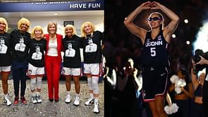 "It is very much SWINGING": NCAAB fans in splits as Paige Bueckers, Azzi Fudd, & Sarah Strong attend post-game conference in blonde wigs