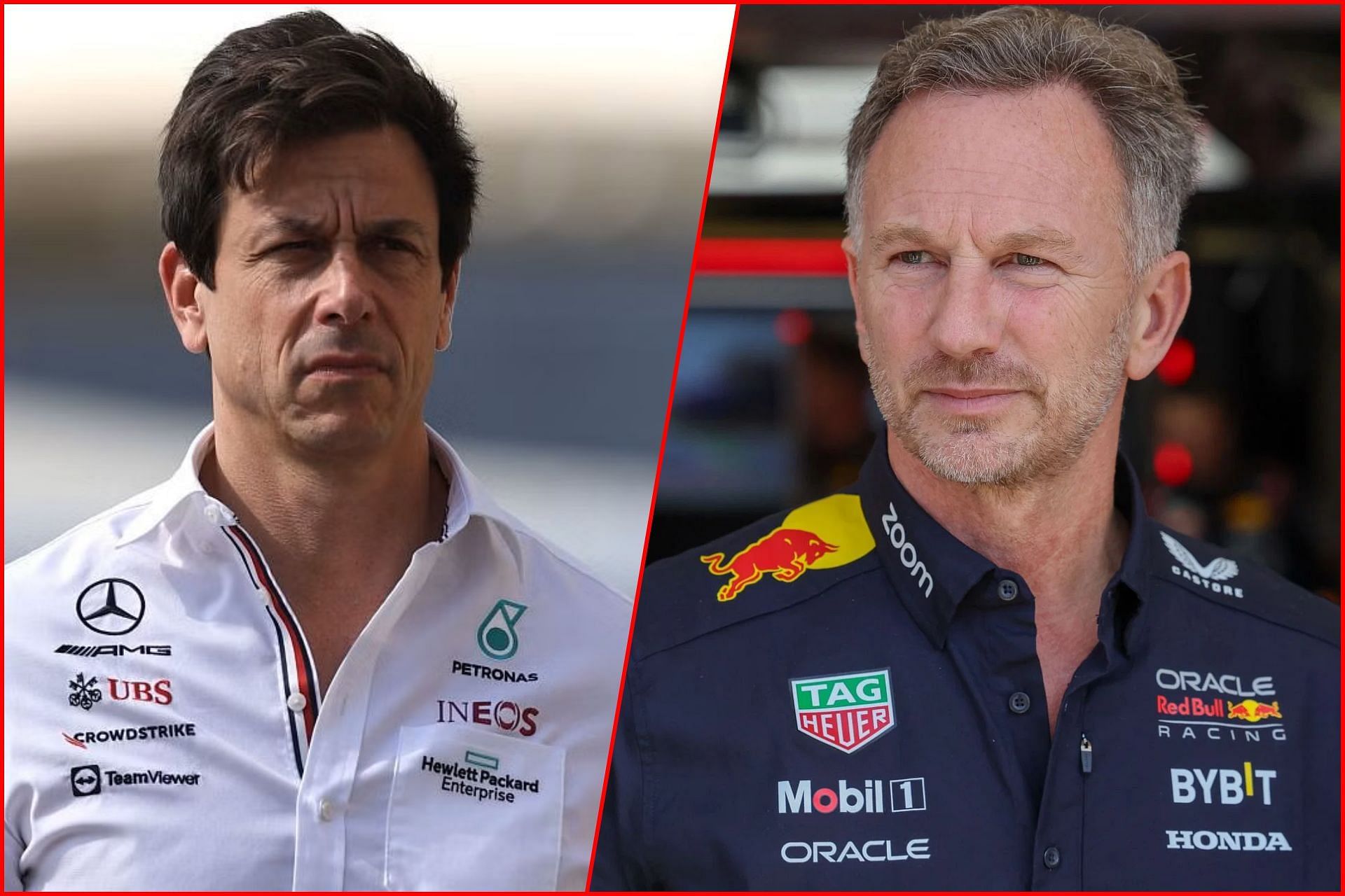 Toto Wolff (L) and Christian Horner (R) (Images via Getty)