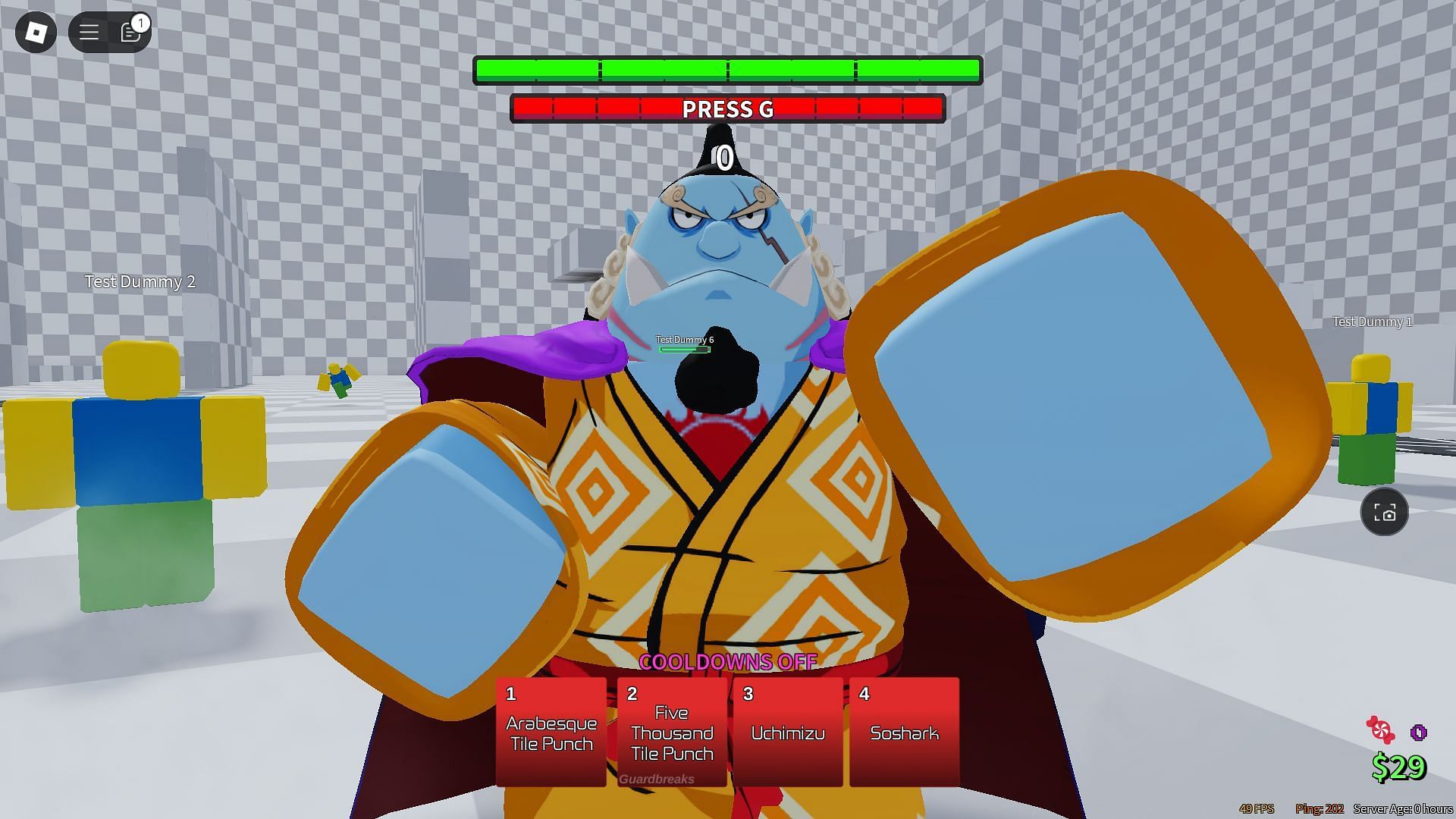 Initiating Jinbe's transformation (Image via Roblox)