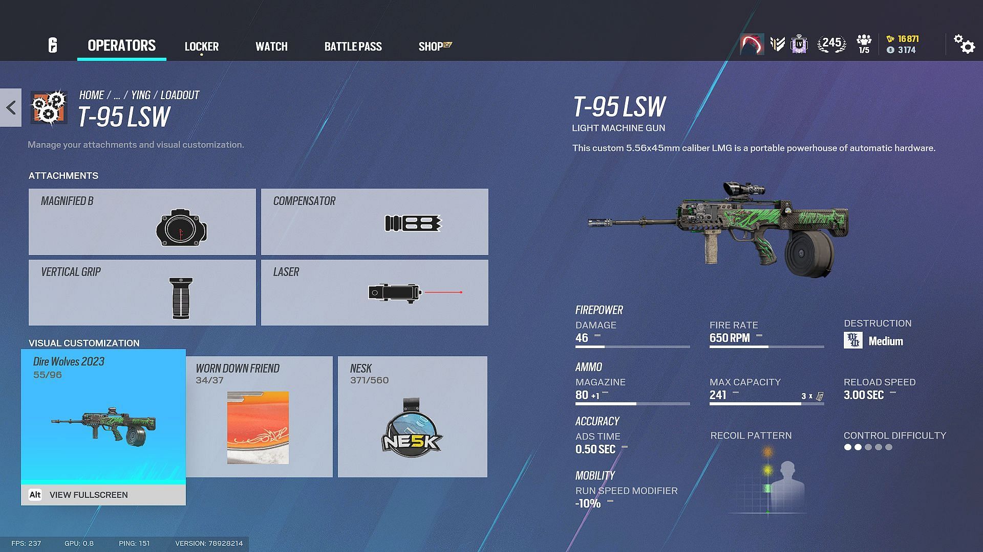 The primary weapon in Ying loadout in Rainbow Six Siege (Image via Ubisoft)