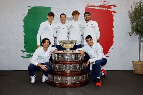 Jannik Sinner with his teammates at the Davis Cup Finals 2023. (Photo: Getty)