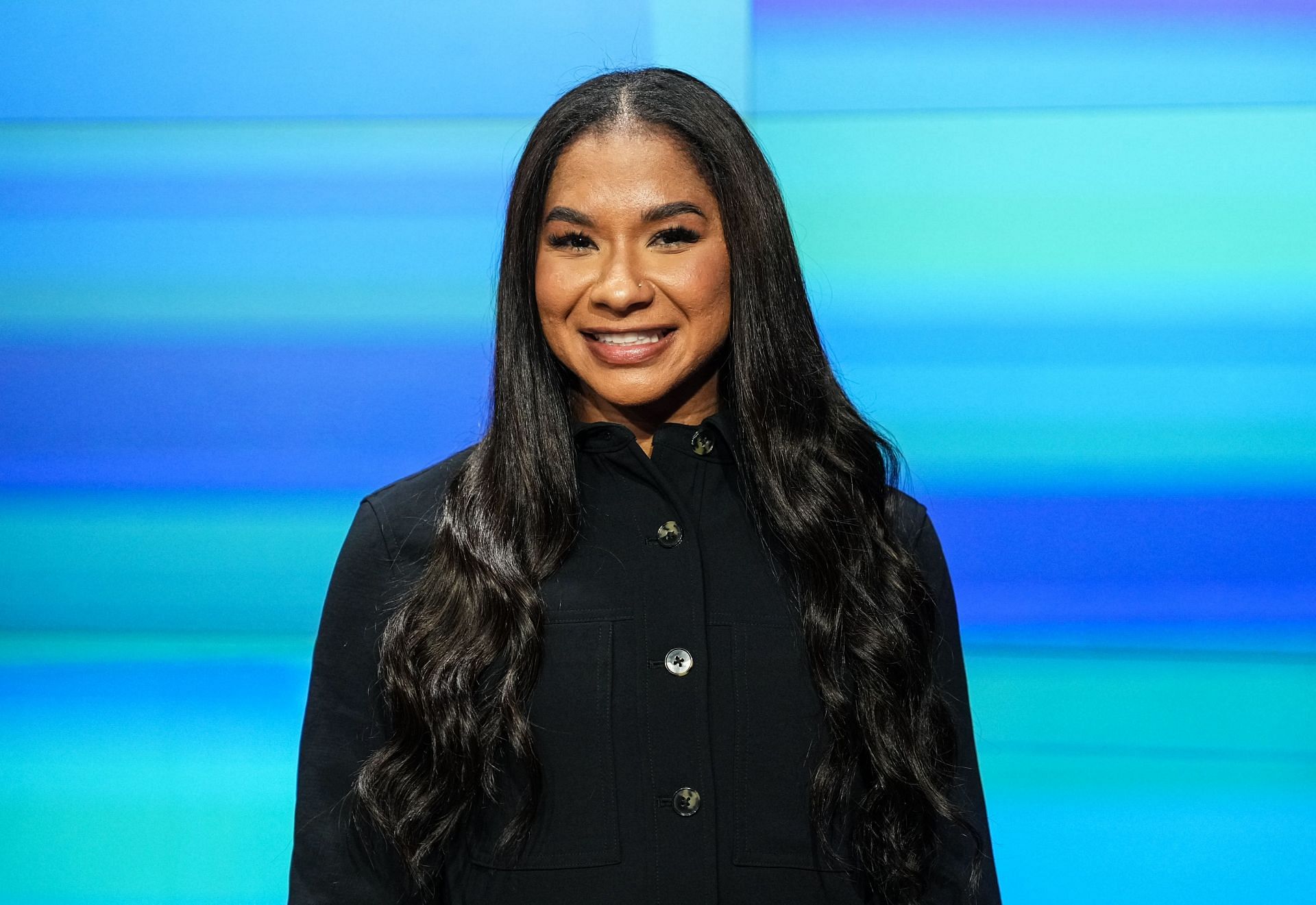 Jordan Chiles smiling at the USA Gymnastics Rings Nasdaq Closing Bell - (Source: Getty)