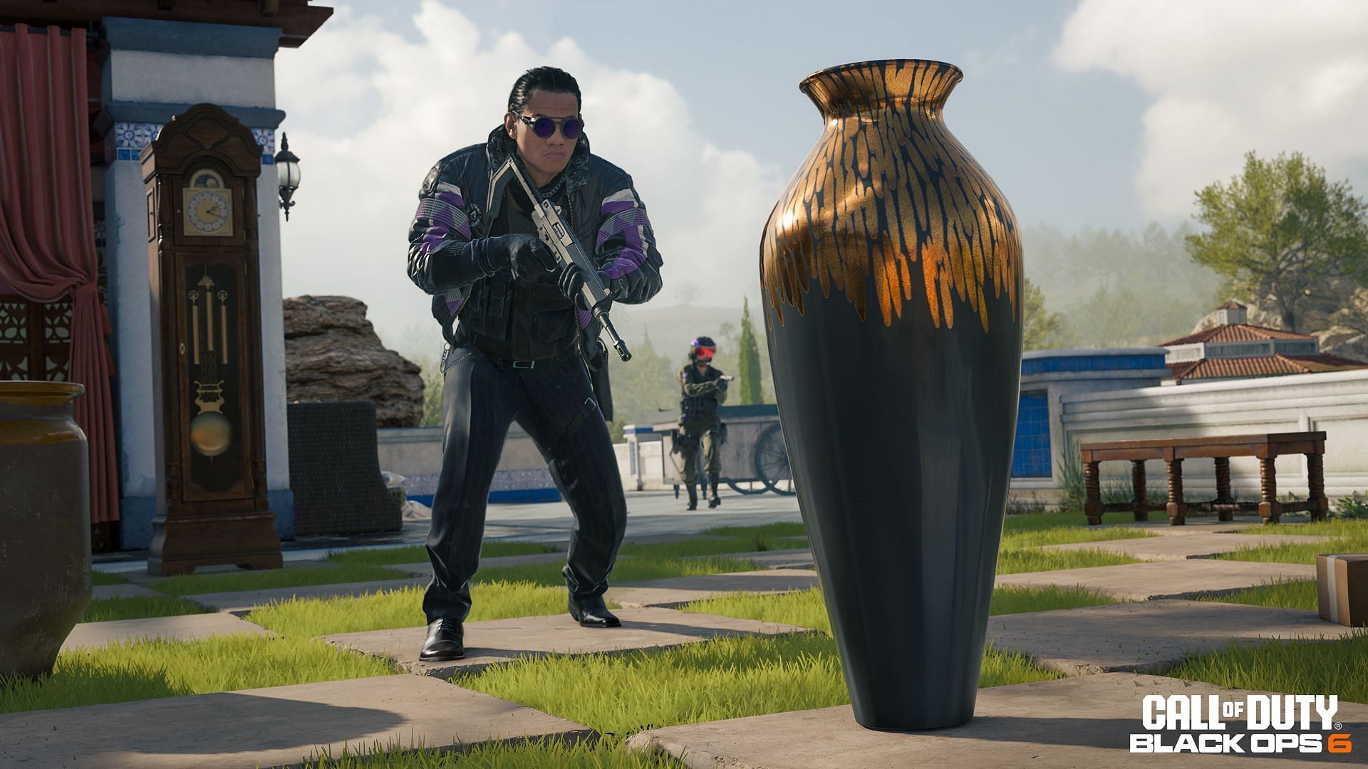 An Operator looking at vase assuming its a prop in Prop Hunt in Black Ops 6