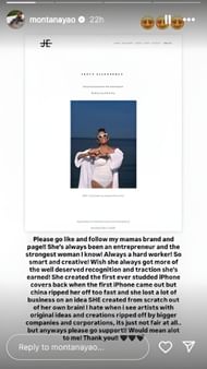 Malik Beasley's wife Montana Yao's post on IG