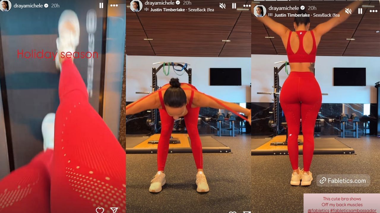 Michele shares videos of her working out on her IG story. (Credits: @drayamichele/Instagram)