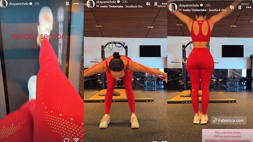 Michele shares videos of her working out on her IG story. (Credits: @drayamichele/Instagram)