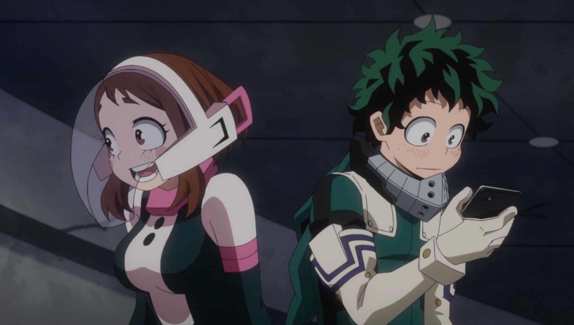 Ochaco Uraraka and Izuku Midoriya (Image via Studio Bones)