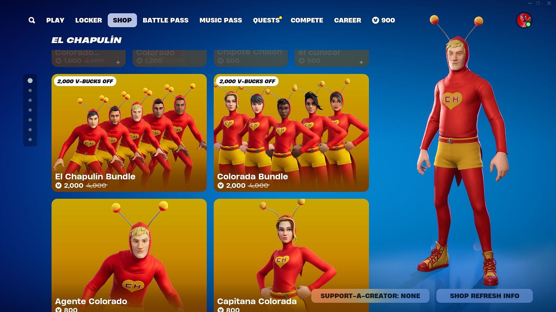 You can purchase more than the El Chapul&iacute;n Colorado skin in Fortnite (Image via Epic Games)