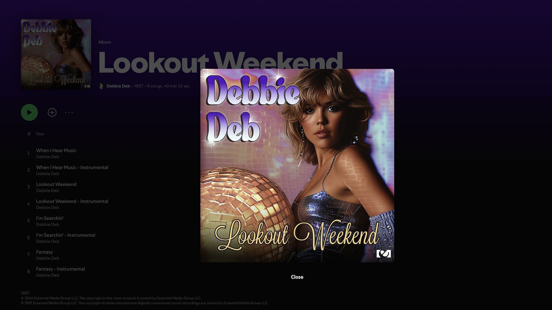 Screenshot of Debbi Deb&#039;s Spotify profile hosting &#039;When I Hear Music&#039; (Image via Spotify)