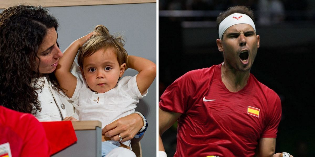 Rafael Nadal (R) &amp; his wife Maria Francisca Perello with their baby son (L) [Image Source: Getty Images]