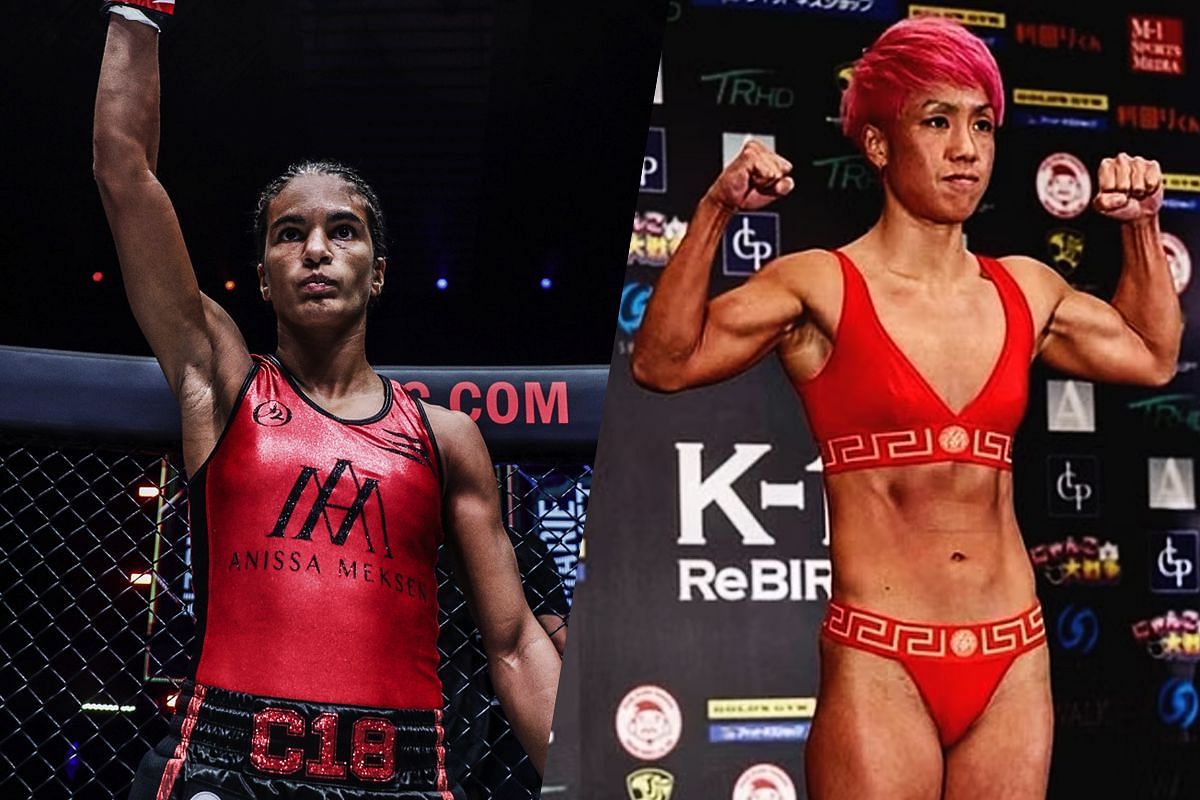 Kickboxing rivals (left) Anissa Meksen and (right) Kana Morimoto 