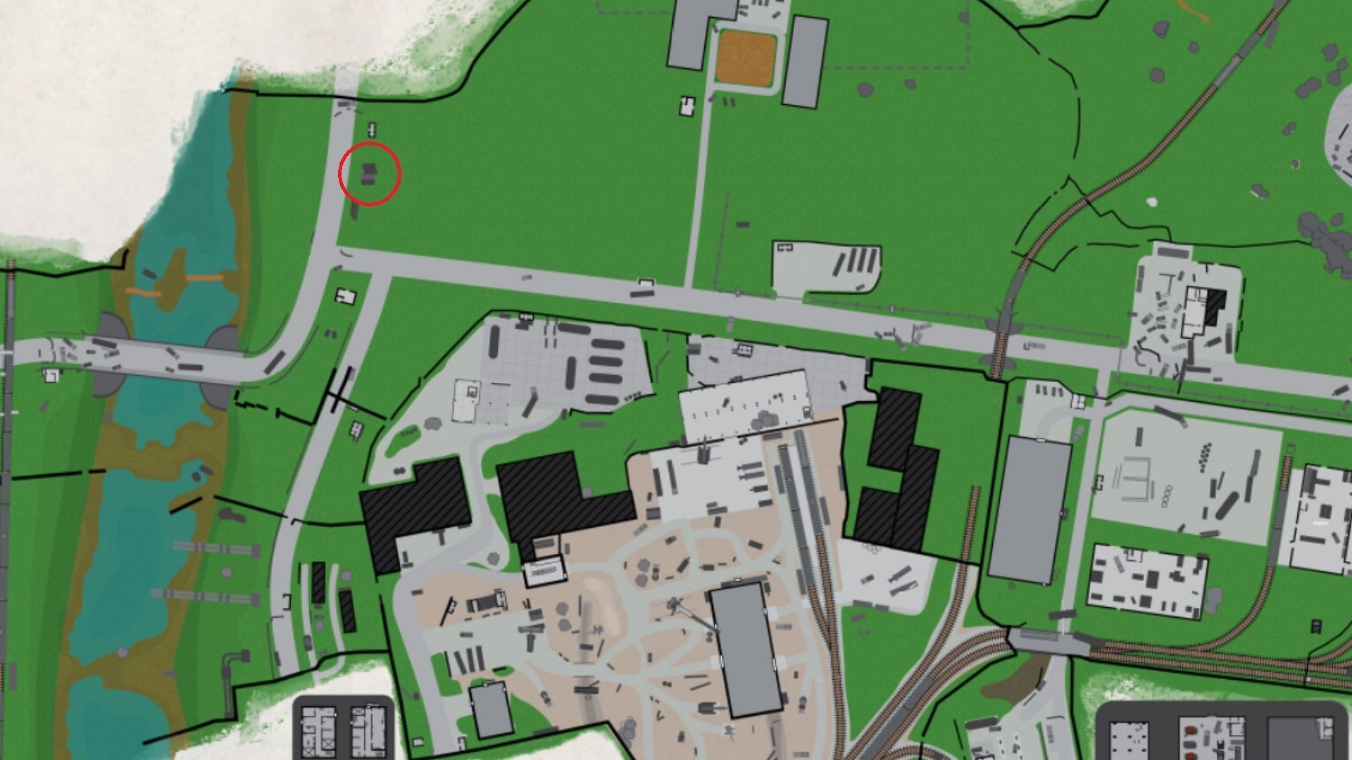 The storage container location on Customs (Image via Battlestate Games || Map Genie)