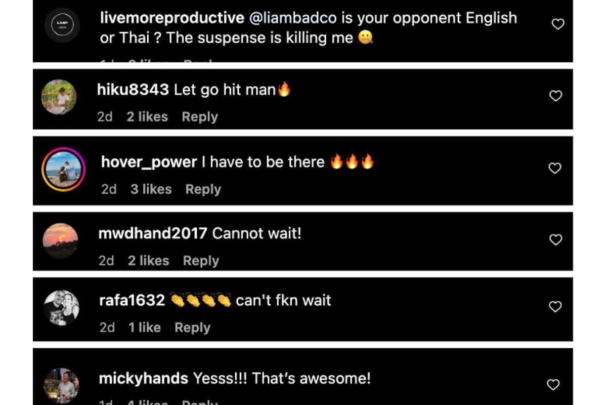 Screenshot of fans&#039; comments