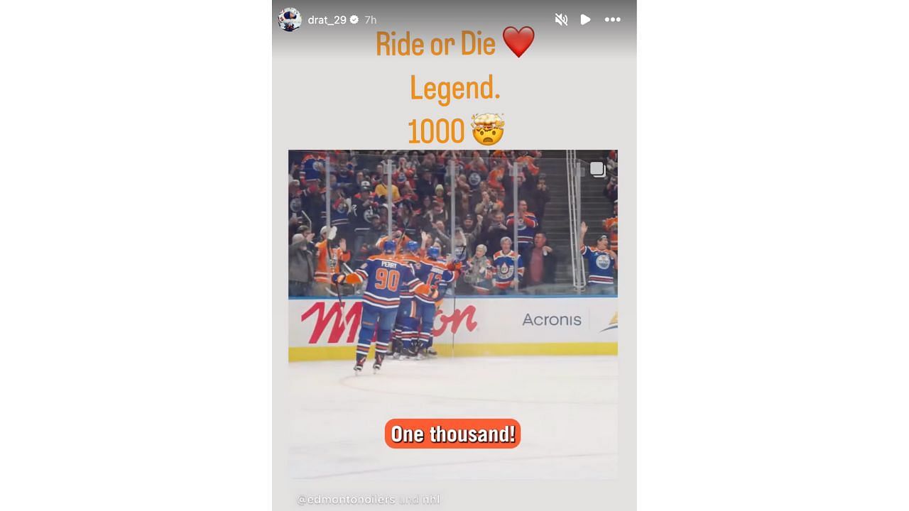 Leon Draisaitl hyped up Connor McDavid&#039;s 1,000 points (Instagram/drat_29)