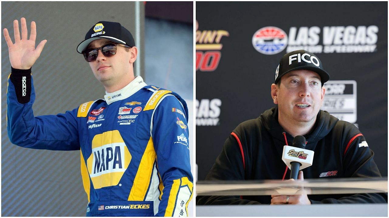 NASCAR Truck Series driver Christian Eckes (L) and two-time Cup Series champion, Kyle Busch (R) [Source: Getty]