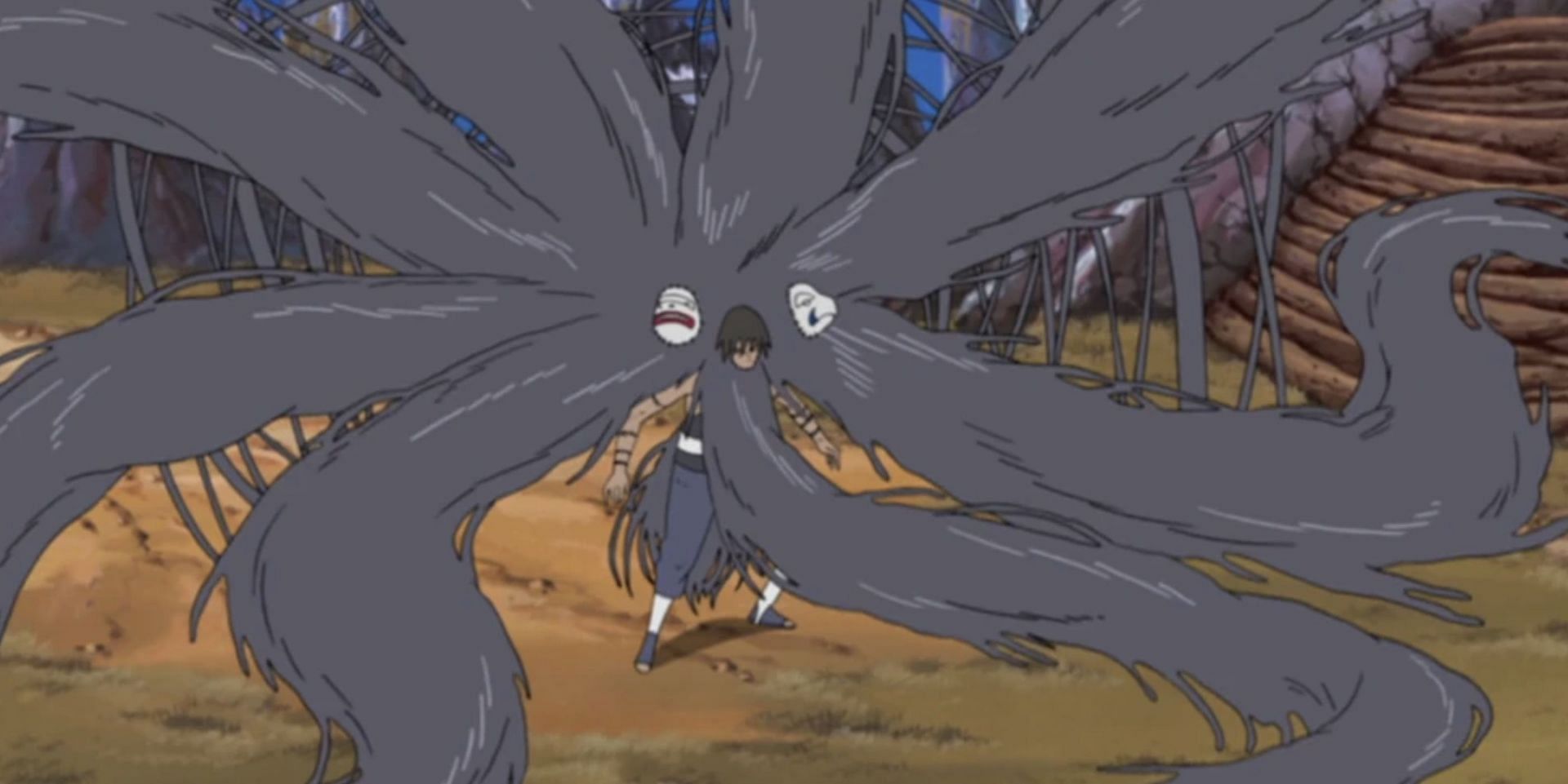 Kakuzu performing long-range attacks (Image via Studio Pierrot)