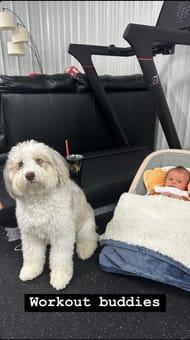 Amanda Wallace's son and dog ready for workout (Source: @amandawallace via Instagram)