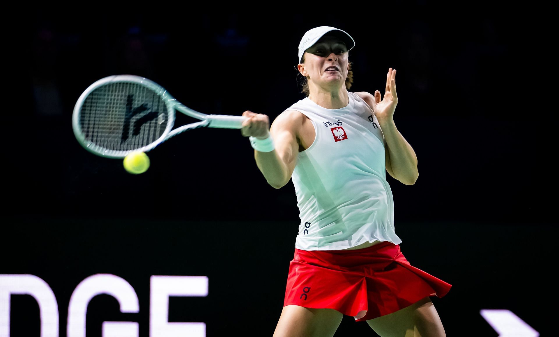 Iga Swiatek playing at the Billie Jean King Cup semifinals - Poland v Italy: Semi-Final - (Source: Getty)