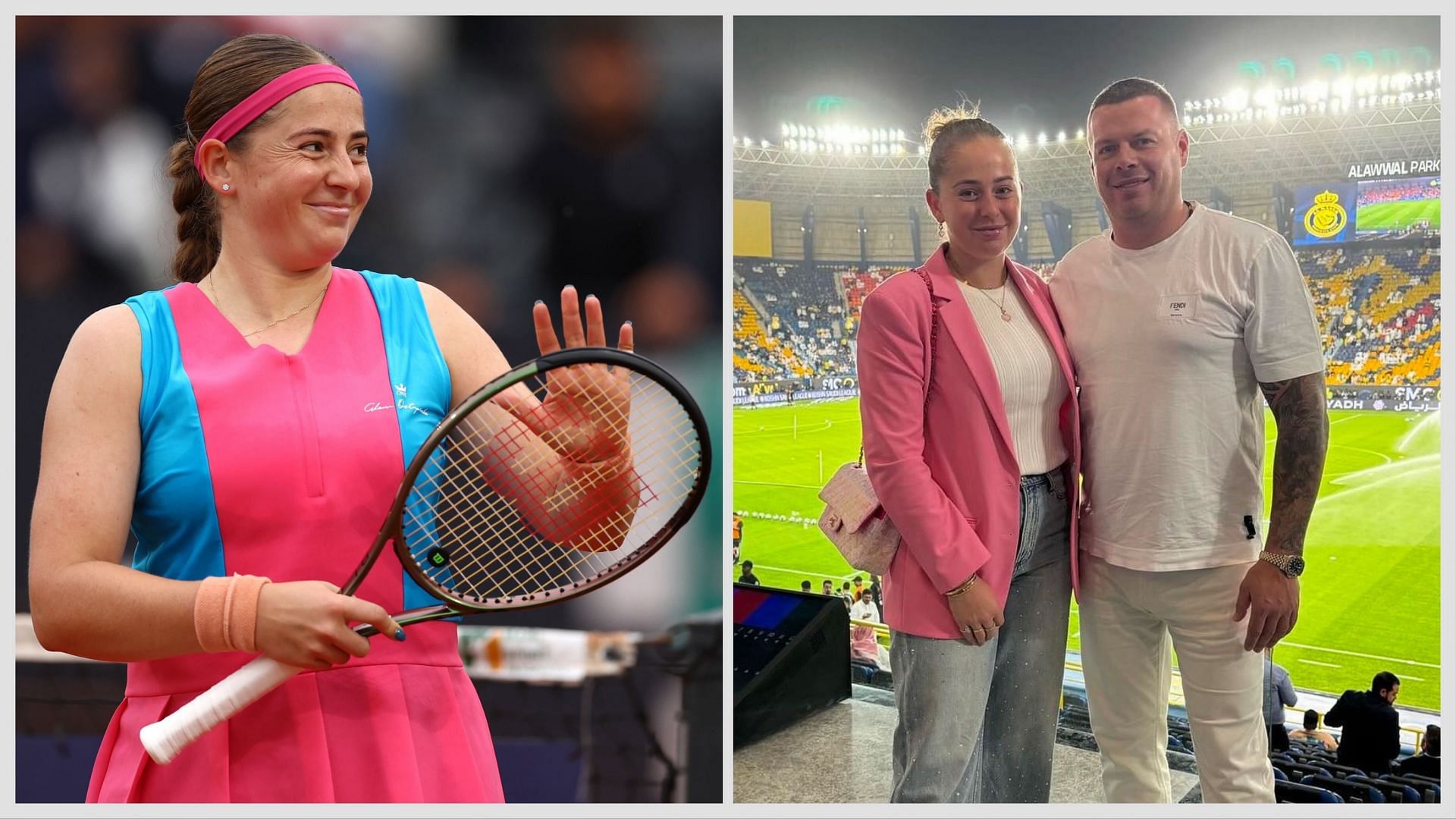 Jelena Ostapenko(left) with boyfriend(right). Images: Getty and @jelena.ostapenko on Instagram