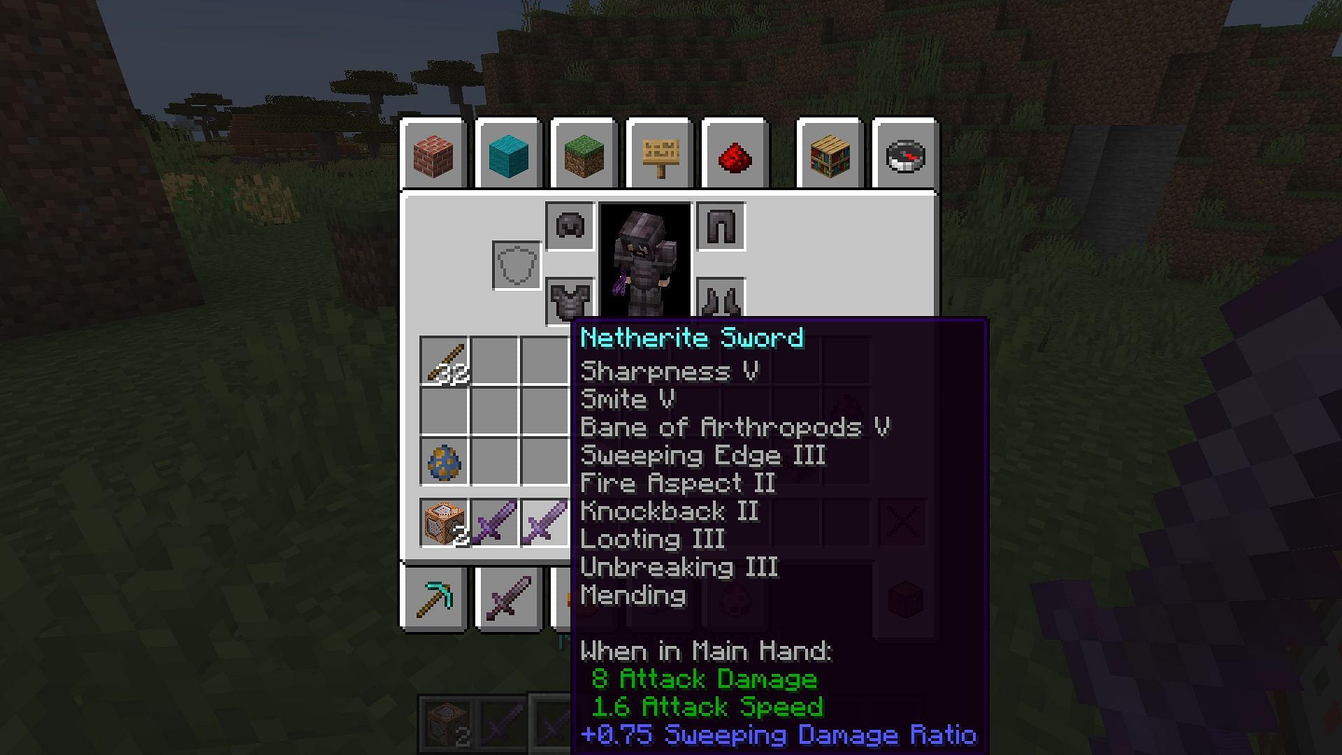 The Minecraft command for a sword with all enchantments massively buffs your weapon (Image via Mojang Studios)