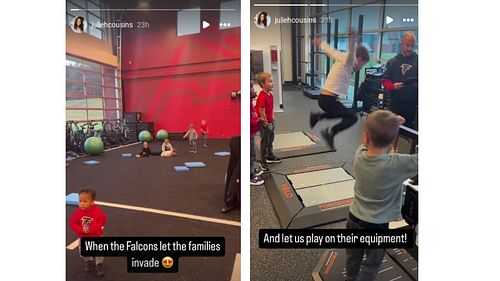 Julie Cousins posts sneak peeks of her fun-filled day at the Atlanta Falcons training facility. (Source: IG- @JuliehCousins)