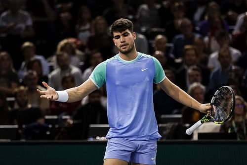 Carlos Alcaraz pictured at the 2024 Paris Masters. - Image Source: Getty