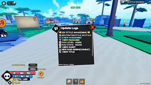 You can check out the changelog in the game as well (Image via Roblox)