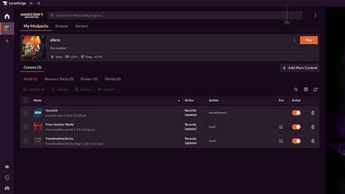 Download and install Minecraft's From Another World mod using Curseforge (Image via Curseforge)
