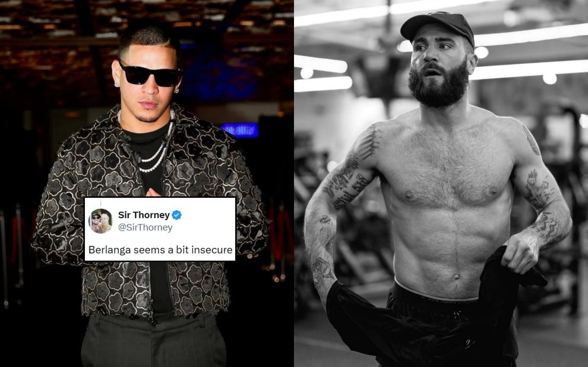 Fans react (insert) to a DM exchange between Edgar Berlanga (left) and Caleb Plant (right). [Image credit: @michaelbensonn on X, @calebplant, @edgarberlanga on Instagram]