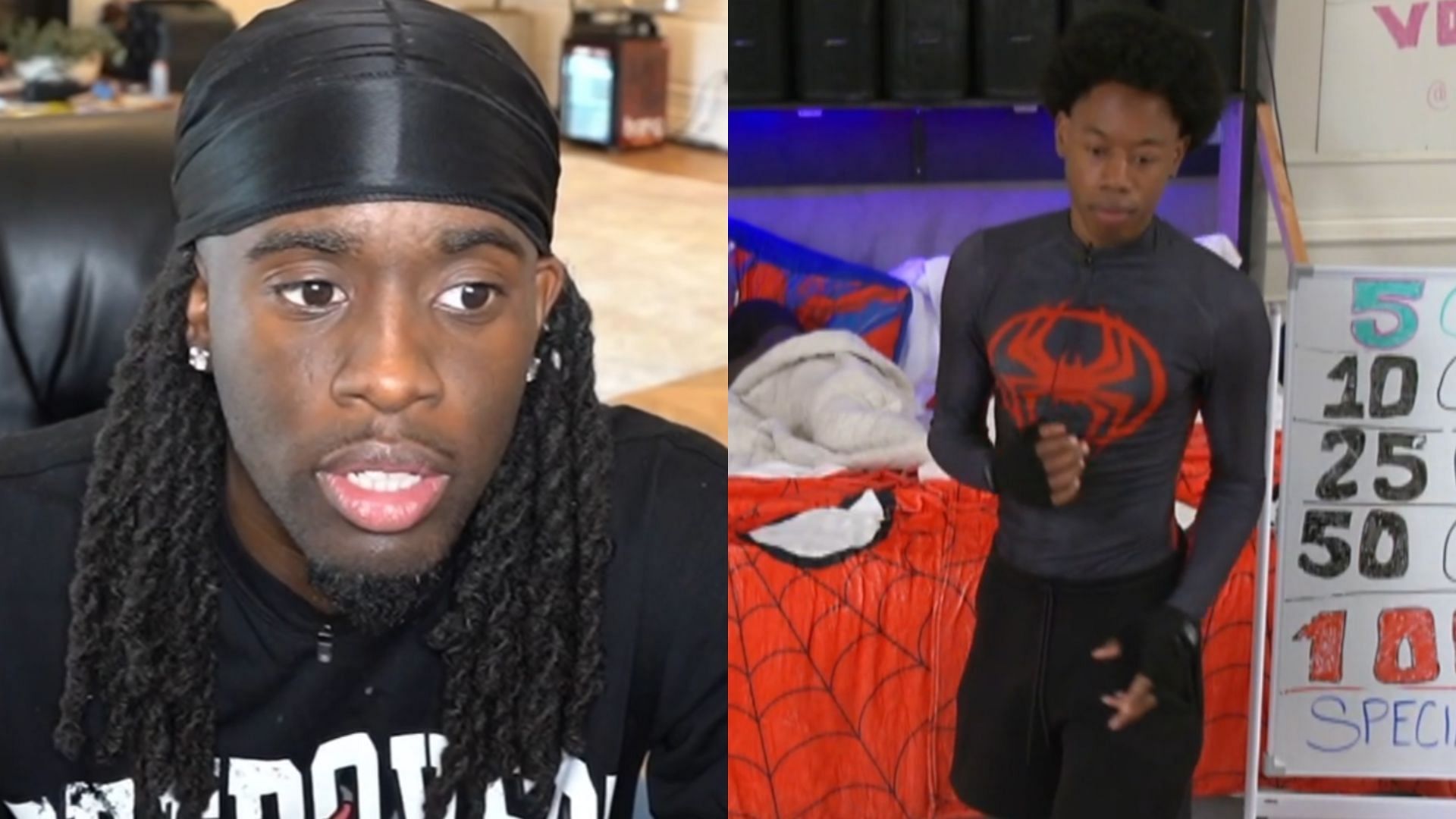 Kai Cenat recently revealed the reason why he chose to collaborate with TikTok sensation NPC Miles Morales (Image via KaiCenat/Twitch)