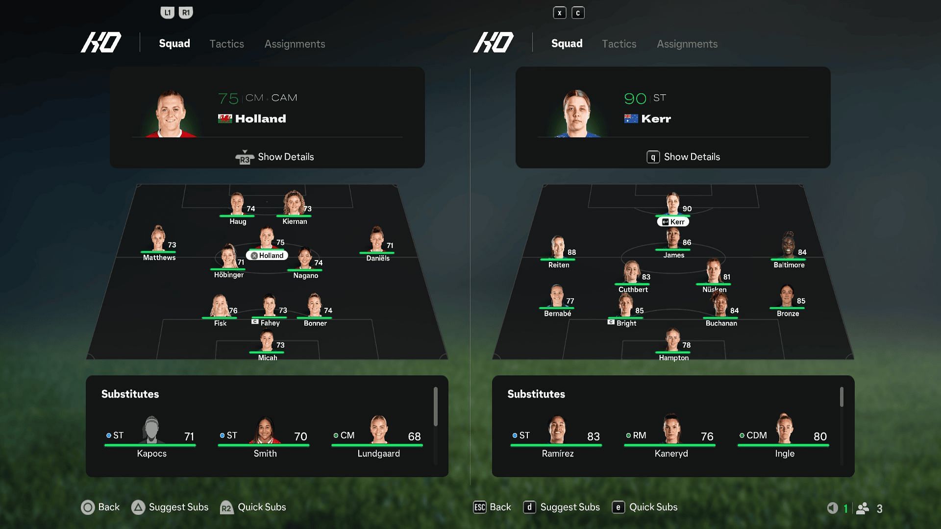 Liverpool vs Chelsea: Lineup comparison (Image via EA)