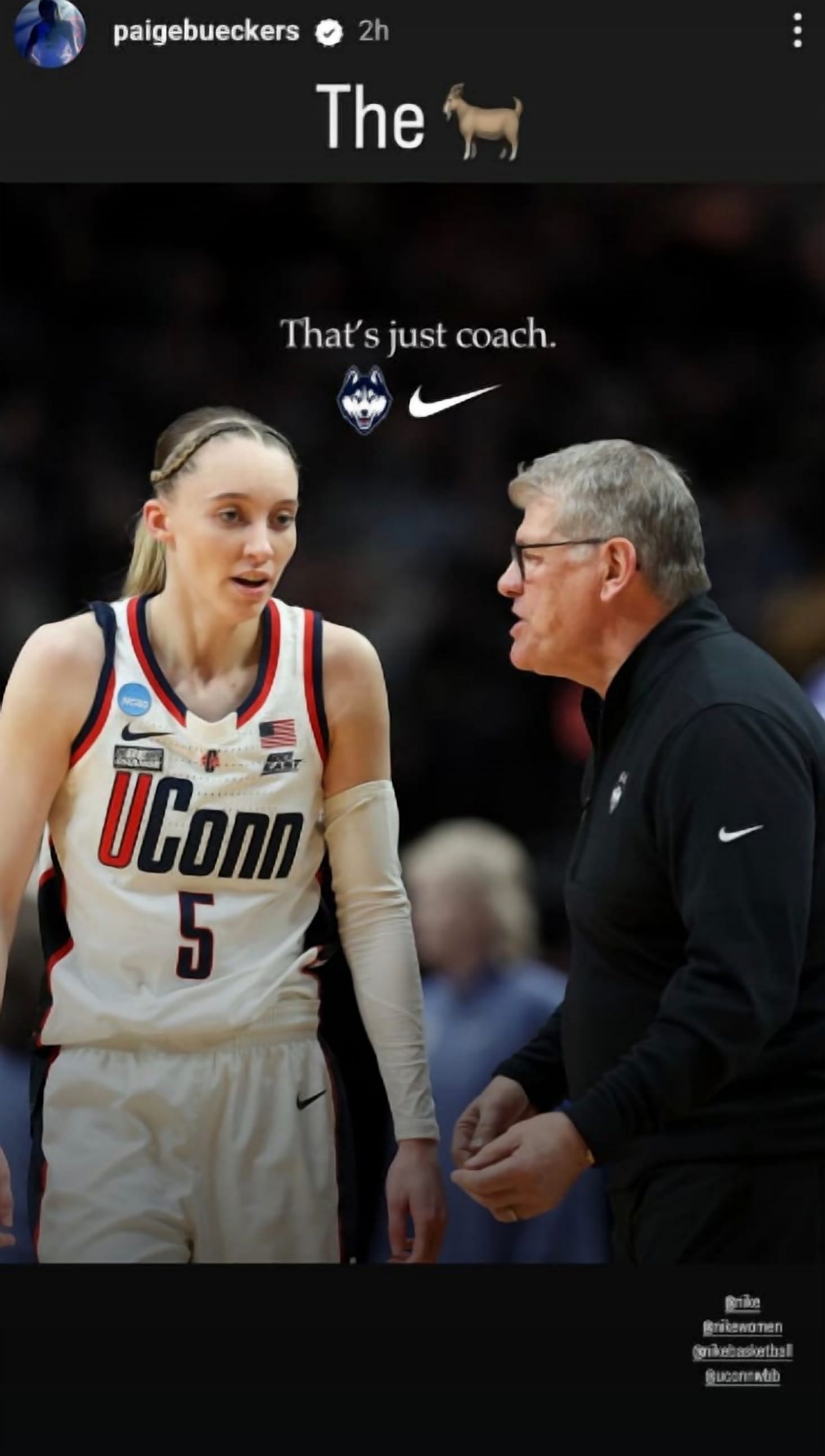 Paige Bueckers congratulated Geno Auriemma (Picture Credit: Instagram)