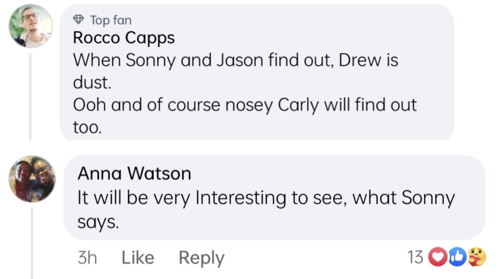 Screenshot of comments (Image via Facebook / General Hospital)