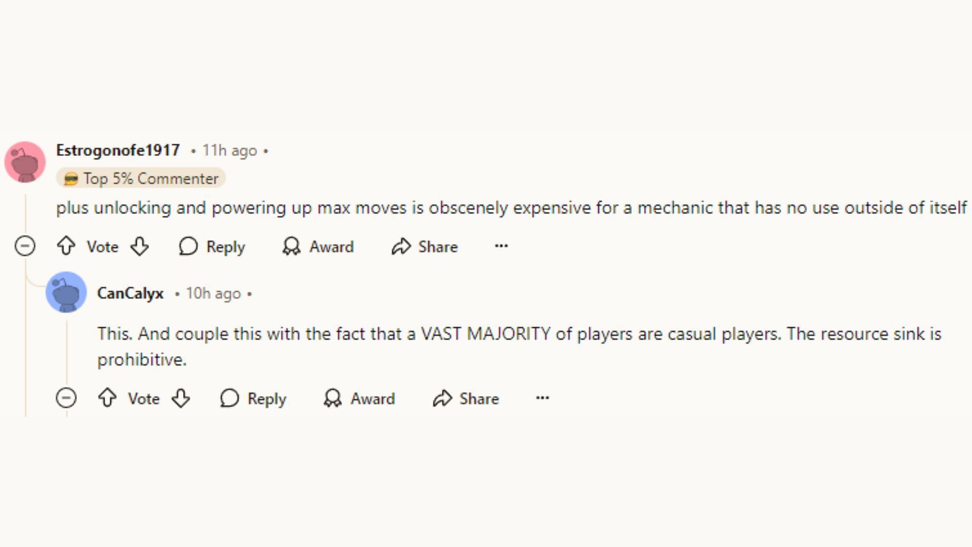 Players bring up other problems that indirectly link to the subject matter (Image via Reddit)