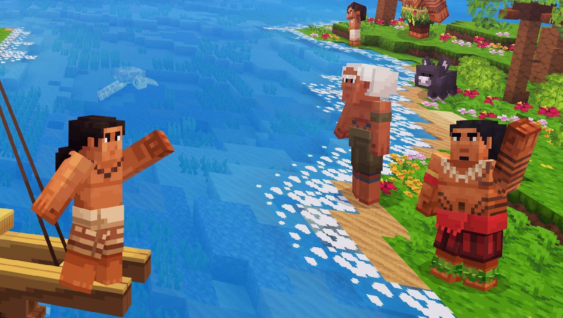 The Moana 2 DLC also features iconic characters such as Maui from the movie (Image via Mojang Studios/Starfish Studios)