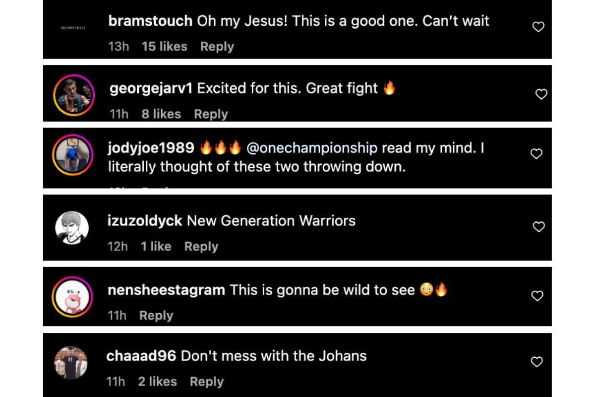 Screenshot of fans&#039; comments